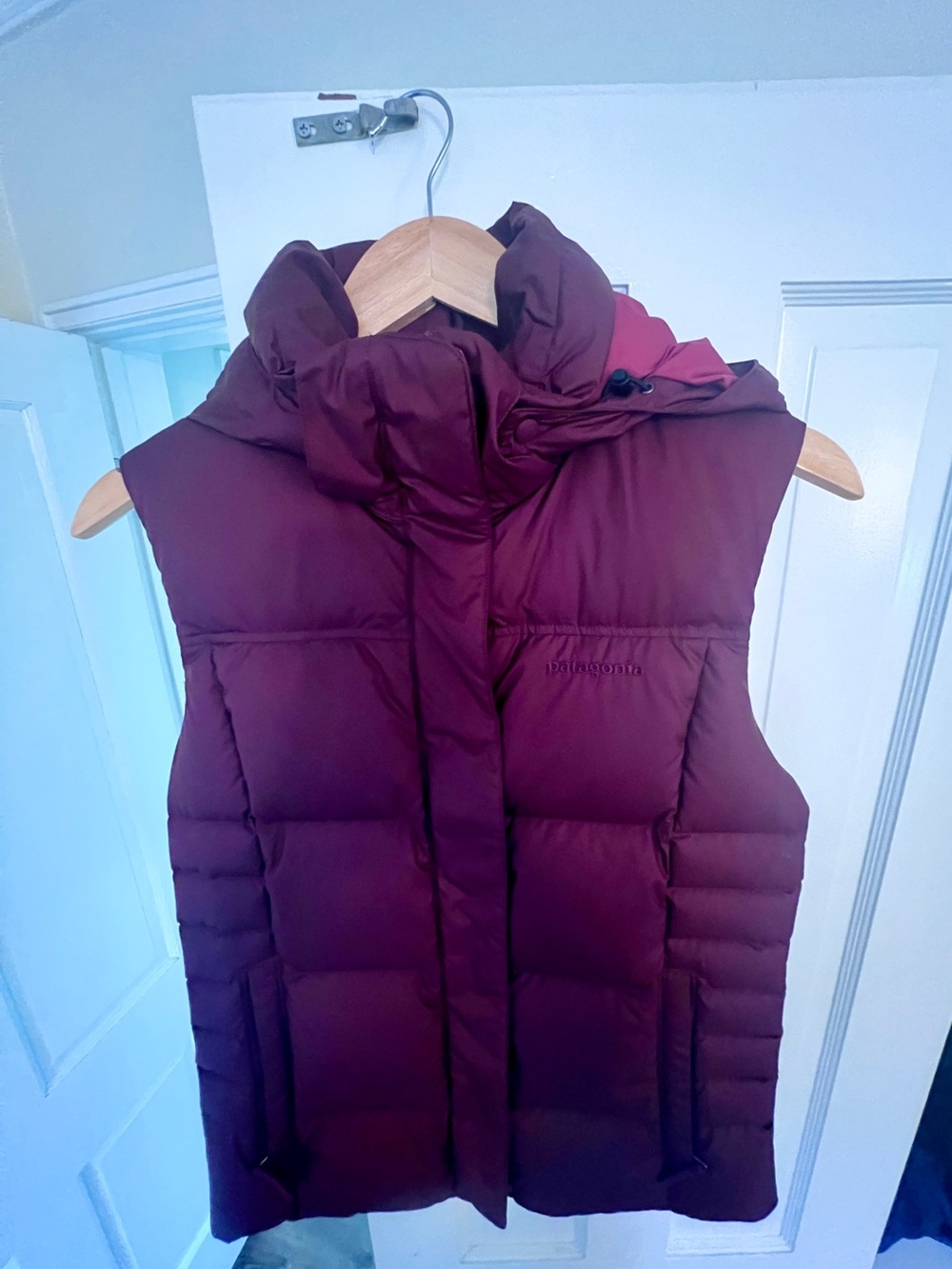 Patagonia Women's Burgundy Hooded Down Vest
